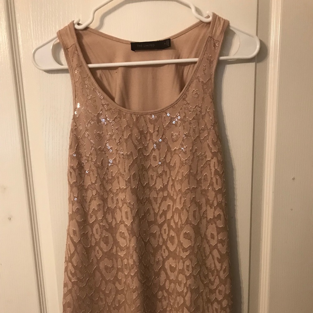 The Limited Snakeskin Sequin Tan Tank Top